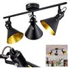 hofstein Plafoniera Upiano, plafoniera moderna in metallo nero/oro con faretti regolabili, luce dal design retrò/vintage con effetto luce, 3 luci, 3 x E14,senza lampadina/e
