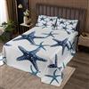 Homemissing Set copriletto nautico da spiaggia costiera stelle marine trapuntate copriletto per bambini ragazzi ragazze decorazione camera mare avventura coperta estate 3 pezzi king size