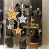 kina - UVNT0005 Vetrofanie Natalizie Adesivi Decorazione Vetrine Negozi Trasparente Removibile Riposizionabile - Palline Natale Ing Merry Christmas Buone Feste Happy New Year 90x35 cm
