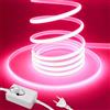 HEGEHE Striscia LED Neon Dimmerabile 220V [2M,Rosa],288 LEDs/m Striscia LED Flessibile Impermeabile IP65 Tagliabile FCOB CRI90+,Design DIY,Illuminazione Decorativa per Casa e Negozi