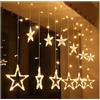 TOT ELECTRIC Tenda luminosa led con stelle 2x1 m luci di Natale decorazioni natalizie stelline luce calda per addobbo feste