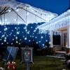 Aigostar Solar Eisregen Lichterkette Außen 2 Stück [8 Modi | Kaltweiß] + 5m*0.6M Vorhang & 3m Kabel - IP65 Wasserdicht - Auto Ein/Aus, Beleuchtung mit Solar- Für Weihnachten, Garten, Balkon, Hochzeit