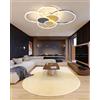 MOMOYY Lampadario LED dimmerabile a 7 anelli-Plafoniera moderna in metallo e acrilico con telecomando luminosità regolabile per il soggiorno la camera la sala da pranzo e l'ufficio (oro nero, 100cm)