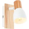 Lightbox Faretto da parete scandinavo - 14 x 7 x 16 cm - Faretto da parete naturale con testa orientabile - E14, max. 28 W - in metallo/legno di pioppo - in bianco/natura