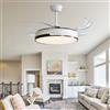 Luyaim Lampadario Ventilatore Da Soffitto Bianco Moderno 4 Pale Retrattili Lampada LED 120W Regolabile Motore DC 6 Velocità Lampadario Ventilatore Con Telecomando Per Camera Da Letto/Soggiorno-107CM