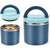 DKEROSS Contenitore Termico in Acciaio per Alimenti 630ML - per Pasta, Zuppa, Riso Caldi da Lavoro (Blu) SoupCup