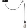 LEDSone Lampada a sospensione industriale vintage regolabile con attacco E27, cavo da soffitto da 10 cm, struttura in metallo per cucina, soggiorno, bar 2 m - Nero con lampadina