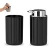 Inbagno Set Accessori Bagno Moderni 2 Pezzi Linea Gummy - In Gomma Termoplastica Nero - Dispenser Sapone E Portaspazzolino - Flessibile E Antiurto