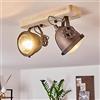 hofstein Lampada da soffitto Herford, lampada da soffitto regolabile in metallo/legno/vetro in nero/marrone/natura, 2 luci, 2 x attacco GU10, spot orientabile e inclinabile in design retrò, senza lampadina/e
