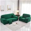 Surwin Copridivano Elasticizzato 1 2 3 4 Posti, Moda Stampa Elastico Universale Copridivani con Braccioli Fodera per Divano Antiscivolo Sofa Protettore (Verde,3 posti - 190-230cm)