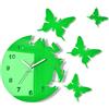 FLEXISTYLE Orologio da Parete Salotto Tondo Moderno Farfalle Verde Decorativo Silenzioso 30 cm