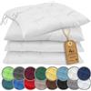 NatureMark Set 4 Cuscini per Sedie con Cordini 40x40 cm - Set di Cuscini Imbottiti per Cucina, Giardino e Interni - Colore Bianco