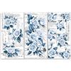 OLYCRAFT 3pz/Set Adesivi Trasferibili Rose Blu per Mobili e Artigianato 15x30cm Vintage Floreale Adesivo Trasferimento Decalcomanie Trasferimento per Finestre Decorazioni Artigianali Casa Ufficio