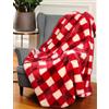irge Plaid matrimoniale scozzese coperta natalizia tartan in morbida flanella super calda con rifinitura agnellata imbottita per letto doppio, divano, poltrona misura grande 200x225 cm