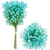 HAOSHICS Fiori artificiali del respiro del bambino, 12 pacchi di fiori finti in plastica Bulk Gypsophila Bouquet per primavera, estate, matrimoni, interni ed esterni, decorazione fai da te (blu)