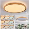 hofstein Plafoniera a LED Sofo, pannello da soffitto in metallo/plastica/bambù bianco/naturale, lampada dimmerabile in stile boho (Ø 50 cm), telecomando, CCT regolabile in K, 60 W, 6600 lumen, 3000-6500 K