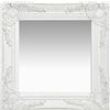 vidaXL Specchio da Parete Stile Barocco 40x40 cm Bianco