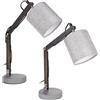 BRUBAKER Set di 2 Lampade da Lettura - Lampade Orientabili da Tavolo o da Camera da Letto - Fino a 52 cm di Altezza - Braccio in Legno Nero - Paralume in Tessuto Grigio