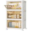 HOMIDEC Scatole Plastica con Coperchio e Ruote, Scatola Portaoggetti Pieghevole, Cassettiera Plastica, 22 L, 3 Unità, Adatto per Riporre Snack, Giocattoli, Libri, Vestiti, Bianco Neve