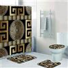 ZGDPBYF Set di 4 pezzi per bagno geometrico nero dorato chiave greca meandro, tappetino da bagno antiscivolo, tappeto da pavimento, decorazione per interni, tenda doccia impermeabile, bagno