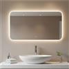 STYLE GLASS Specchio Bagno con Luce LED CIRCE 100x70 cm, Striscia LED Naturale 4000K, Moderno Retroilluminato 24V