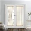 GYROHOME Tende per porta alla francese, in finto lino, trasparenti, in voile, per proteggere la privacy, per porta d'ingresso, patio, porta, 2 pannelli, 100 x 200 cm, colore: beige