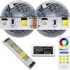 Mondo Strisce Led: Kit da 10 metri (2 Bobine+1 trasformatore da 100w +1Controller) RGB + Bianco Regolabile, 300+300Led, 60+60Watt, 5.000+5.000 Lumen 24V RGBCCT. Striscia Led Strip ip20