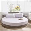 Evimstil Letto Rotondo Lenzuola con Angoli Tessuto di Cotone Tinta Unita copriletto Morbido Salute Coprimaterassi Fitted Sheets(White,Diameter 2.2m)
