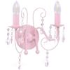 vidaXL Lampada da Muro con Perle Cristallo Rettangolare 2 E14 Lampadario Luce per Interni Base in Metallo Rosa Gocce in Acrilico Trasparente