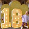 BiiKoon Numeri luminosi da 1,9 m con numero 18, numeri giganti a mosaico, cornice fai da te, kit di boath in schiuma, decorazioni per compleanni, numero grande, cartone bianco