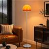 KlkrzJwy Lampada Da Terra A Fungo Di Metà Secolo, 161 Cm, Arancione, In Vetro, Con Attacco E27, Dimmerabile, In Ferro Cromato, Per Soggiorno, Camera Da Letto, Studio (Lampadina Inclusa)