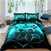 Homemissing Gamer Copripiumini Youth Game Copripiumone Morbido Ragazzi e Bambini Video Game Set Copripiumino 135x200cm Decorazione di Geometria di Lusso