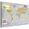 murando - Pannello di Fibra con Puntine - Mappa del Mondo 90x60 cm 1 Pezzo - Bacheca & Quadro su tela in un uno - Decorativo per Parete - Lavagna per le Note Ufficio - Viaggio Terra k-A-0132-v-a