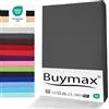Buymax® Lenzuolo con Angoli Singolo 90x200 cm in 100% Cotone Jersey - Colore Antracite, per Materassi fino a 25 cm di Altezza