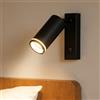 maolo Applique Faretto Orientabile con Attacco GU10 e Interruttore - Bianco o Nero Opaco | Design Minimal, Testa Regolabile, per LED fino a 35W (Nero)