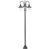 vidaXL Lampione da Giardino E27 220 cm Alluminio 3 Lampade Bronzo