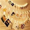 Syzplnwy Filo di luci LED con clip per foto, a batteria, filo di rame con 40 clip, luce bianca calda stellata per camera da letto, decorazione per matrimoni e vacanze