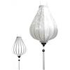Art Saigon Lanterna Lampion Asiatico in Seta Bianco, G Ø33cm - Lampadario a Sospensione Tradizionale di Hoi An in Tessuto, Bambù e Legno - Decorazione e Artigianato del Vietnam (G25-B)