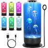 mumisuto Lampada Meduse Acquario, LED Acquario Meduse Lampada con Altoparlante Bluetooth, 2,5 Litri Ricarica USB, 7 Colori, 2 modalità, Luce Notturna per Office Domestico Stanza Bambini Decor(Nero)