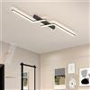 TZSMUM Moderna Plafoniera LED Soffitto Dimmerabile con Telecomando Lampada da Soffitto Semi Incasso 2700K-6500K Plafoniera Lunga Lineare Disegno per Camera da Letto Salotto Cucina (Nero,120cm)