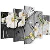 Cuadros B&D XXL - Quadro Fiori Orchidea 200x100 cm 5 Pezzi - Stampa su Tela Strutturata Grande - Quadri Moderni Componibili Camera da Letto Matrimoniale - Stampe da Parete Arte - Astratto b-A-0069-b-o