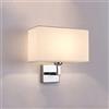 Elksdut Applique da parete in tessuto quadrato per camera da letto, lampada da lettura, lampada da parete per interni cablata, corpo lampada cromato, luce notturna, lampada per camera da letto, soggiorno, cor