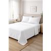 Corredocasa Completo Letto Lenzuola in Cotone, Qualità Made in Italy - PURO COTONE 100% Morbido e Traspirante in ogni Stagione - SET Lenzuolo Sotto con Angoli, Sopra e 2 Federe (Bianco, Matrimoniale)