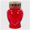 Generico Lumino Elettrico a Forma di Cuore Rosso - 150 Giorni di Durata - Candela LED Cimitero con Luce Intermittente, Batteria Inclusa, Per Defunti, Interno ed Esterno - Ø 6,5 x H 14,5 cm