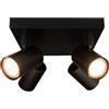 Ledvion - Faretto LED da soffitto Dimmerabile, Attacco GU10, 4 luci, Nero, Quadrato, Inclinabile