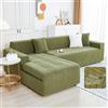 UHVUJDUI Copridivano Impermeabile Copertura Divano Angolare Chaise Longue 3 2 4 Posti Con Penisola,Elasticizzato Salvadivano Forma Di L Antiscivolo Per Cane Animali Antigraffio(Green,90cm-140cm (1pcs))
