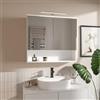 HAJDUK FURNITURE Armadietto Bagno con Specchio e LED 78x70 cm Bianco - Mobile Sospeso con Luce LED IP44 4000K, 2 Ante Specchiate, Ripiani e Design Moderno