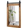 LIFEZEAL Specchio da Parete Rettangolare, Cornice in Legno Massello, Antisplosione, Decorativo, Ingresso, Salotto, Camera da Letto, Bagno, Appeso a Muro, Alta Definizione, Mirror (marrone, 56x76,5 cm)