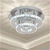 LIGKIN Plafoniera LED soffitto 36W Moderna Lampada da soffitto in Cristallo Lampadario LED Rotondo Acciaio Inox per il soggiorno Sala da pranzo Camera da letto Bagno, Ø30cm
