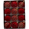 MLordoarf Set di 12 palline floccate, in velluto vintage rosso e oro, decorazione per albero di Natale floccata bordeaux, grandi palline decorative infrangibili da appendere per ghirlande natalizie